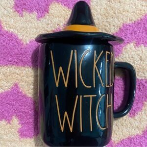 Rae Dunn | Black & Orange Wicked Witch Halloween Ceramic Mug w/ Witch Hat Topper